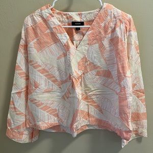 Alfani peach long sleeve linen blouse M
